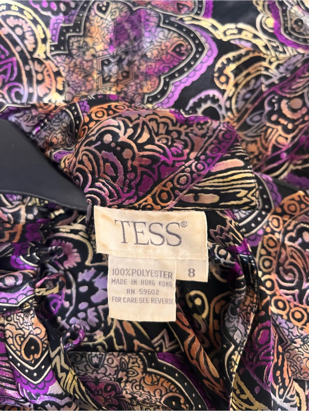 VINTAGE TESS PAISLEY HIGH-NECK TIE BLOUSE SIZE 8